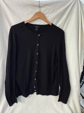 Ann Taylor Factory Black Button-Front Cardigan